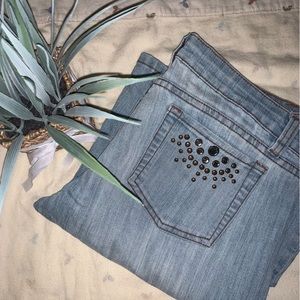 Vintage clash Rhinestone with buckle flare jeans